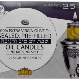 Candles 2.5 Hour Olive Oil Menorah 22Ct Ner Yeshuois