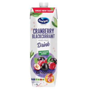 Dx Ocean Spray Cranberry Blackcurrant Juice No Added Sugar 1lt