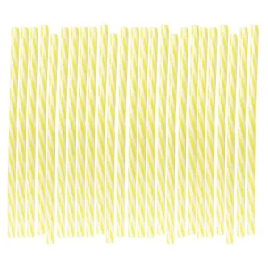 Plastic Yellow Stripe Straws Pack of 25
