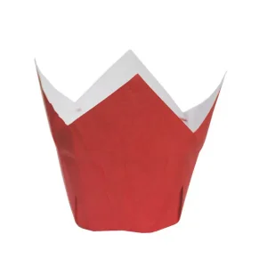 Red Lined Tulip Cupcake Casings
