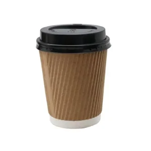Coffee Cup & Lid Ripple 250ml Pack of 10