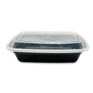 Polyshield Black Rectangular Container with Lid (24oz) – 150pcs